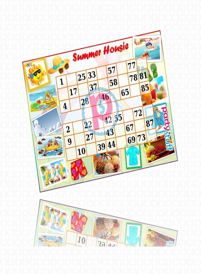 PartyStuff Summer Theme Tambola Housie Tickets - Classic Summer Background kukuba - Duet Kukuba (16 Cards) - Image 2